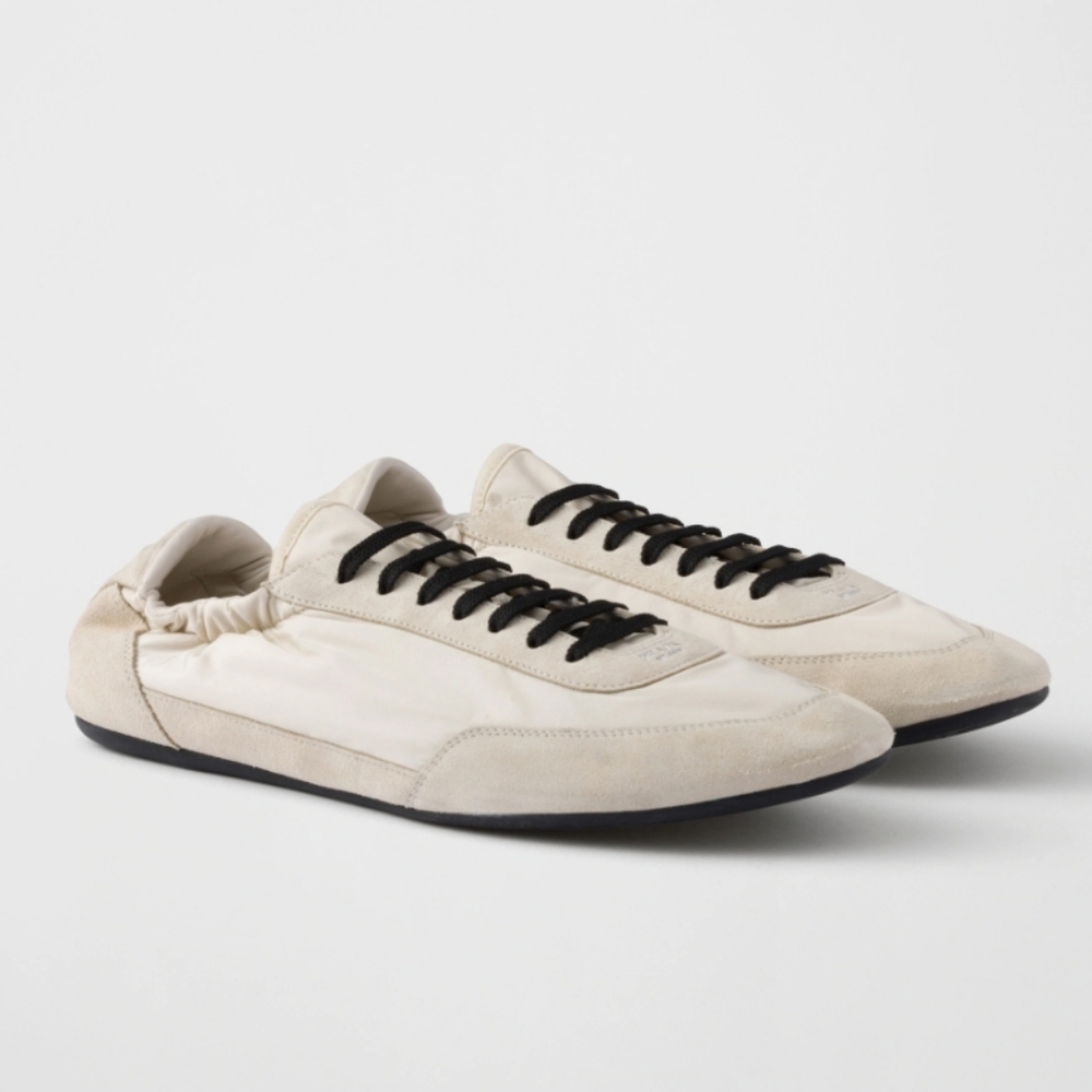 $995 PRADA Collapse Ivory Re-Nylon & Suede Men's Sneakers UK 9 US 10 EU 43 NIB